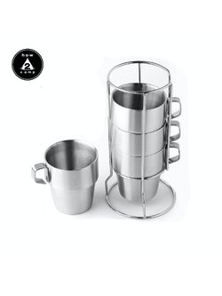 ชุดแก้วกาแฟพกพา 4 cup พร้อมที่จัดเก็บ [K-03]