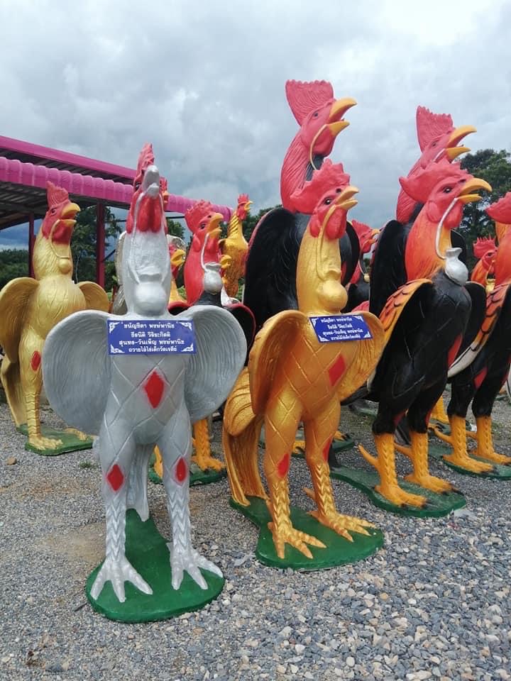 ไก่ปูนปั้นแก้บน-ถวายขอพรตาไข่วัดเจดีย์ ขนาด2 เมตร