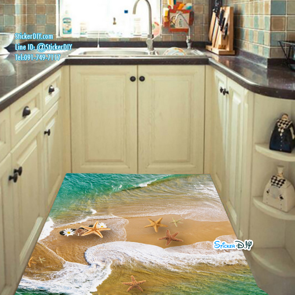 Wall Sticker สติ๊กเกอร์ติดผนังสามมิติ 3D ชายหาด AF5708 (กว้าง70cm.xสูง50cm)