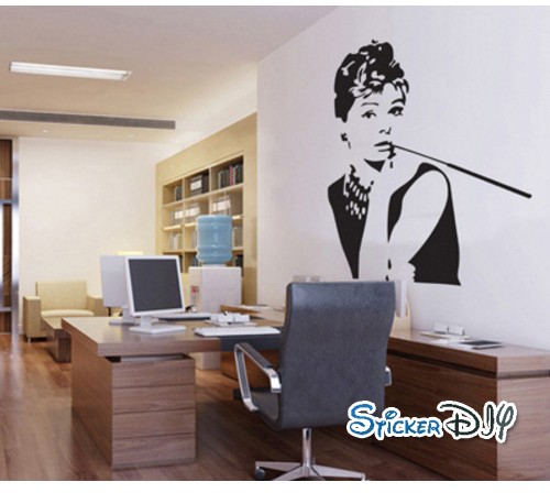 Transparent Wall sticker สติ๊กเกอร์ติดผนัง Hepburn pipe (กว้าง49cm.xสูง59cm.)