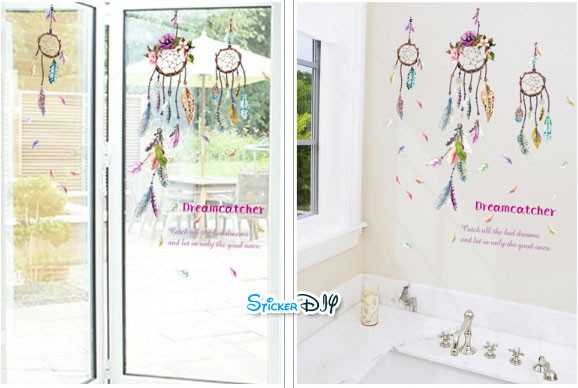 Transparent wall sticker สติ๊กเกอร์ติดผนัง Dreamcatcher สไตล์C (กว้าง100cm.xสูง105cm.)