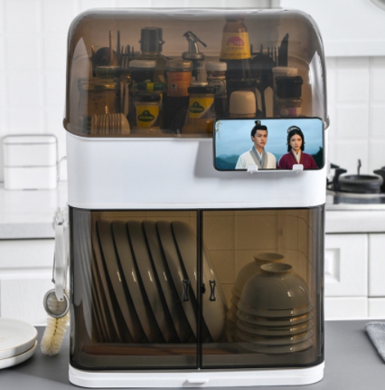 ตู้คว่ำจานแบบมีฝาปิด ชั้นคว่ำจานมีฝาปิด มีถาดรองน้ำไหล