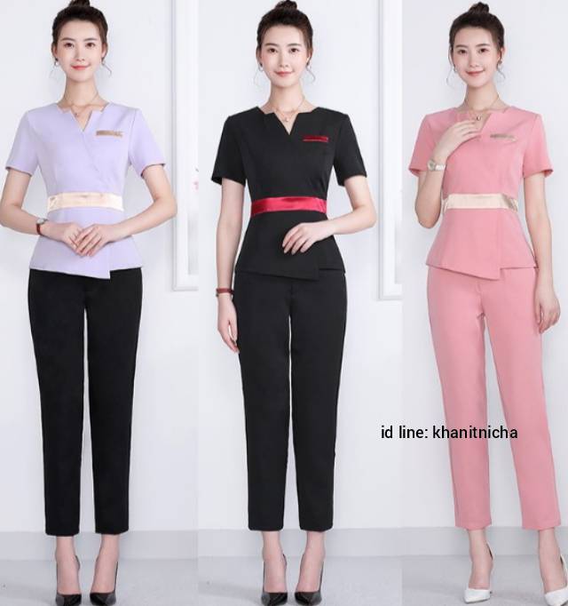ชุดคลินิกความงาม ชุดพนักงานต้อนรับ ชุดนวดสปา เสริมสวย