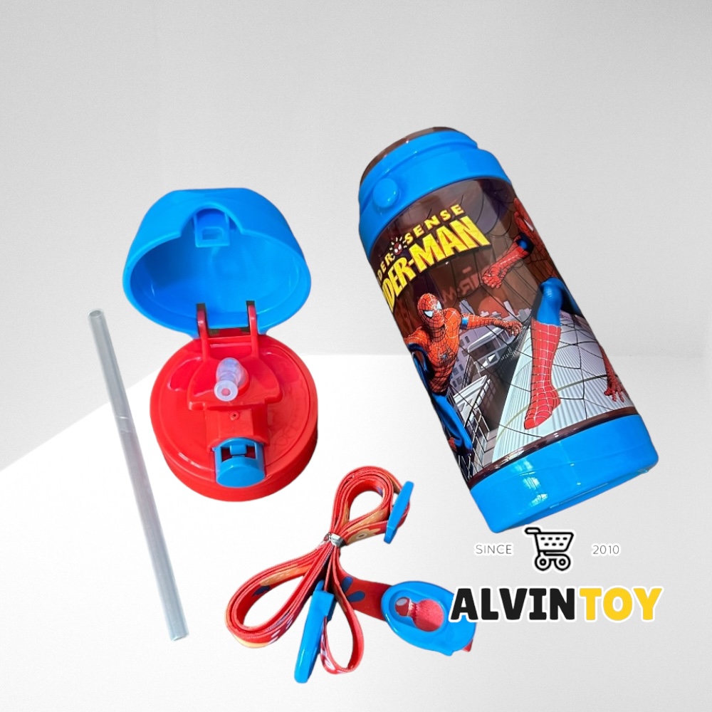 กระติกน้ำเด็ก สไปเดอร์แมน มีหลอดดูด 500 ml ขนาด 7x20 cm.