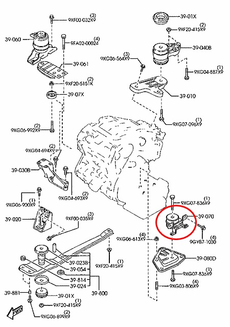 ยางแท่นเครื่อง ข้างซ้าย ESCAPE 3.0, TRIBUTE 3.0 (รูปจริง)