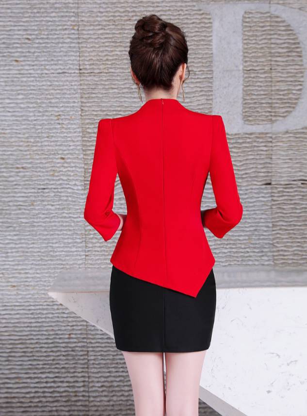 ชุดคลินิกความงาม ชุดพนักงานต้อนรับโรงแรม ชุดกระโปรงสูท