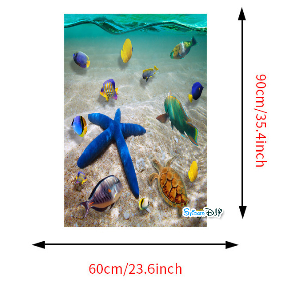 Wall Sticker สติ๊กเกอร์ติดผนังสามมิติ 3D ชายหาด AF5027 (กว้าง90cm.xสูง60cm)