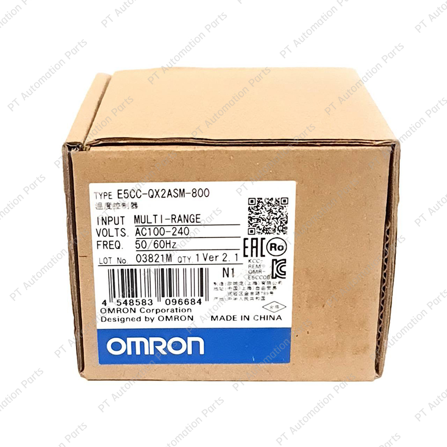 เครื่องควบคุมอุณหภูมิแบบดิจิตอล OMRON E5CC-QX2ASM-800 Digital Temperature Controller 1-Output Voltage (for driving SSR), 2-Auxiliary Output, Multi-Range, 100-240VAC, Size 48×48mm, Ver.2.1 E5CC Series