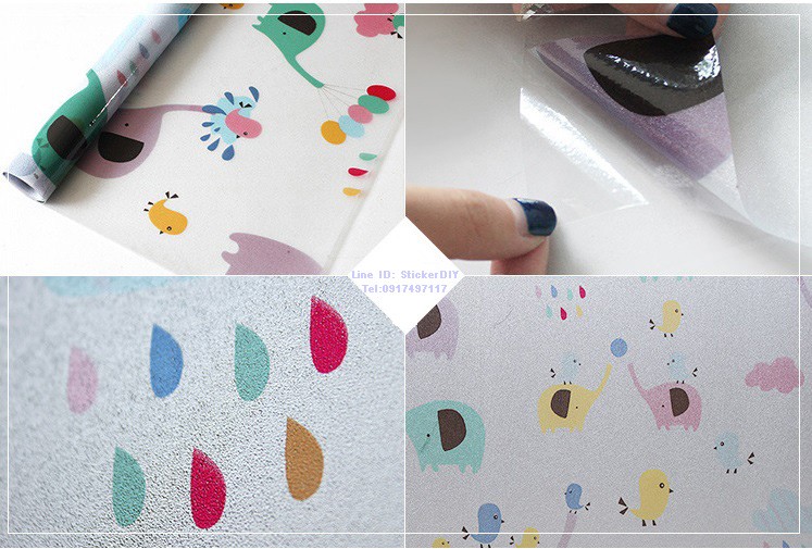 ฟิล์ม PVC สูญญากาศติดกระจก ช้างน้อยสีสัน (หน้ากว้าง90cm.) เมตรละ139 บาท
