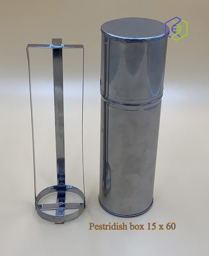 กระบอกสแตนเลสใส่จานเพาะเชื้อ (Petri Dish Box Stainless) 15x60mm