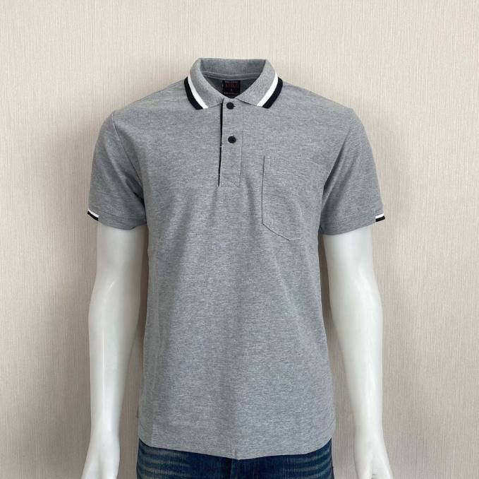 เสิ้อยืดปกโปโล เสื้อโปโลแขนสั้นสีเทา เสื้อฟอร์มพนักงาน