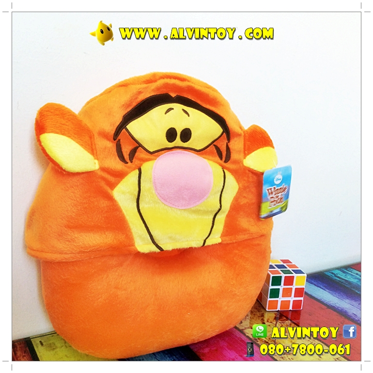 หมอนรองคอรูปตัวยูลายเสือทริคเกอร์มีฮู้ด