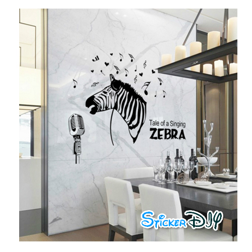 Transparent wall sticker สติ๊กเกอร์ติดผนัง Singing ZEBRA (กว้าง128cm.xสูง105cm.)