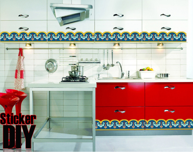 Transparent Wall Sticker สติ๊กเกอร์ติดผนัง แต่งขอบ คลื่นทะเล (กว้าง165cm.xสูง11.6cm.)