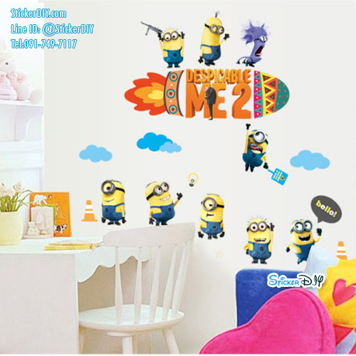 Transparent Wall sticker สติ๊กเกอร์ติดผนัง Minion Despicable ME2 (กว้าง120cm.xสูง105cm.)