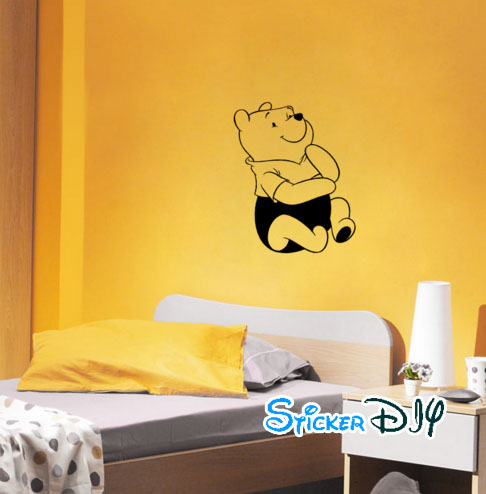 Vinyl wall sticker สติ๊กเกอร์ติดผนัง POOH Think (กว้าง35cm.xสูง57cm.)