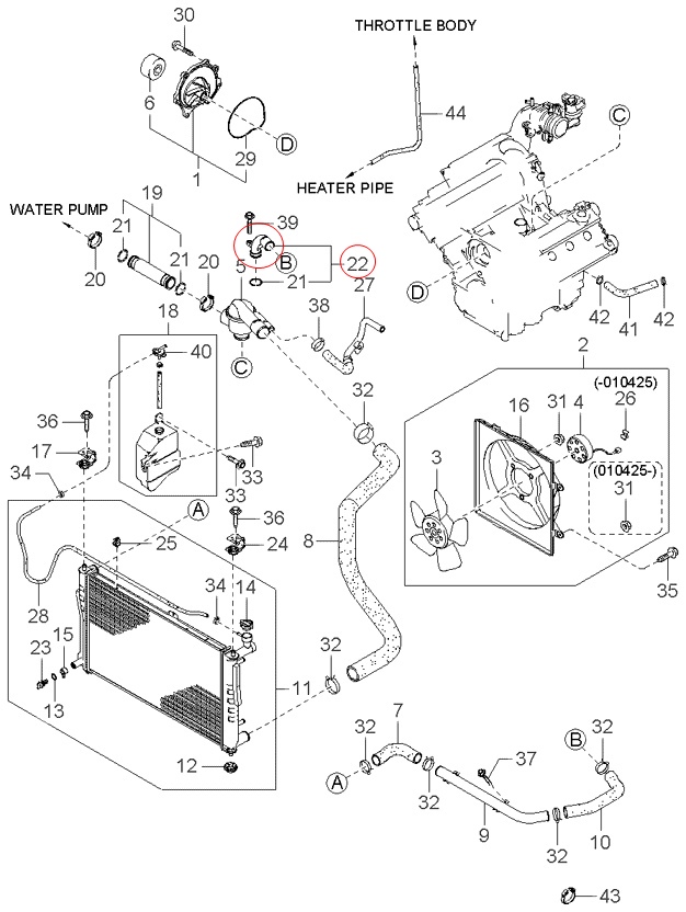 ท่อน้ำพลาสติก-ออกวาวล์น้ำ KIA CARNIVAL