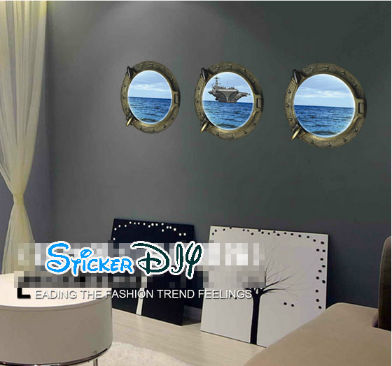 Wall sticker สติ๊กเกอร์ติดผนัง 3D OCEAN สไตล์ A (Freesize)