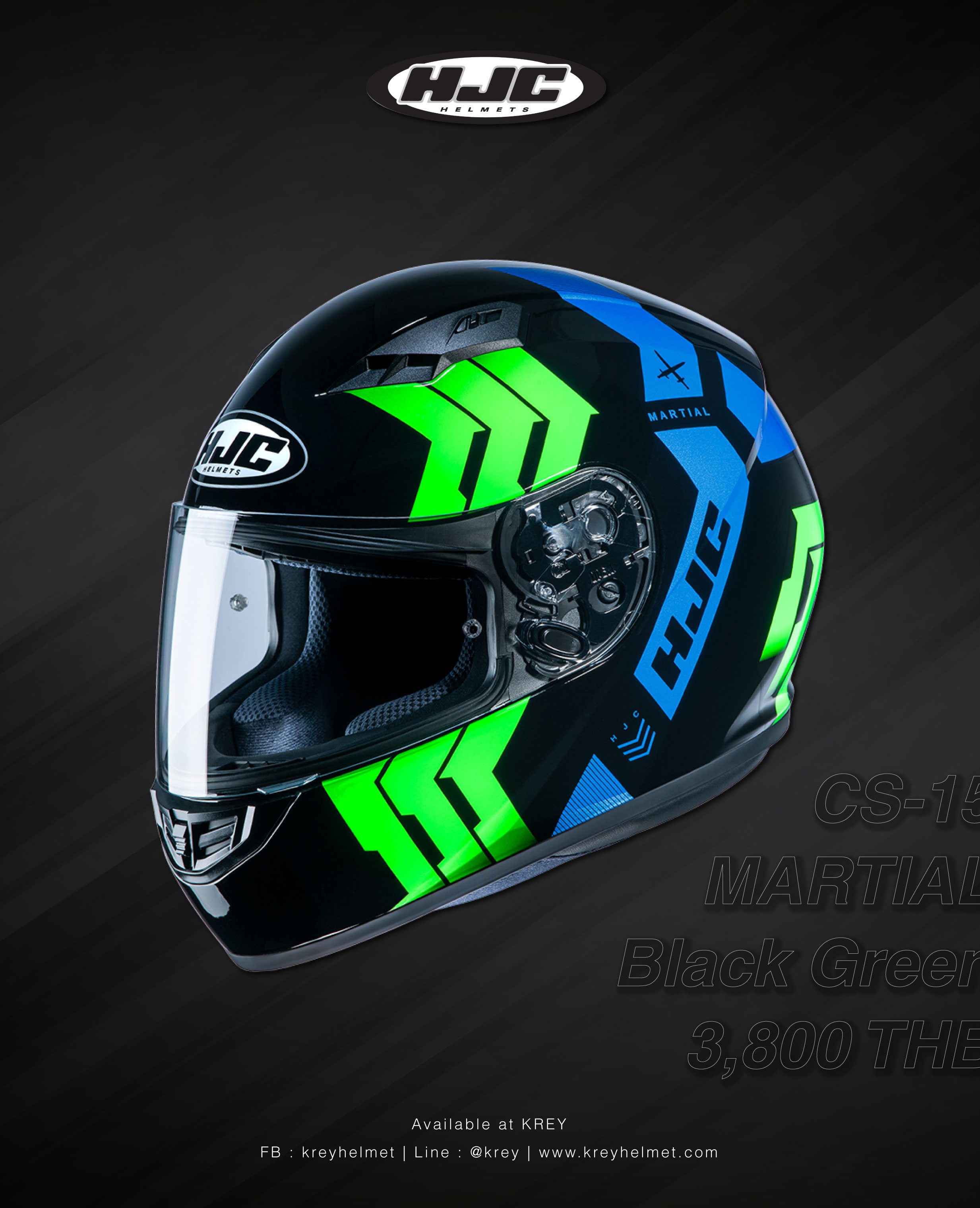 HJC model CS-15 MARTIAL BLACK GREEN