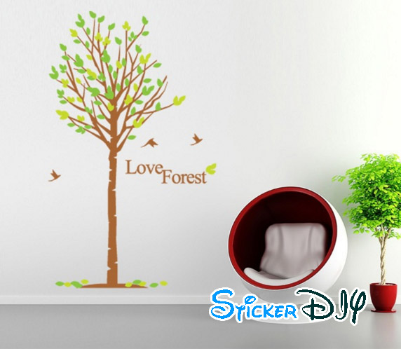 Transparent wall sticker สติ๊กเกอร์ติดผนัง ต้นไม้ Love Forest (กว้าง85cm.xสูง150cm.)