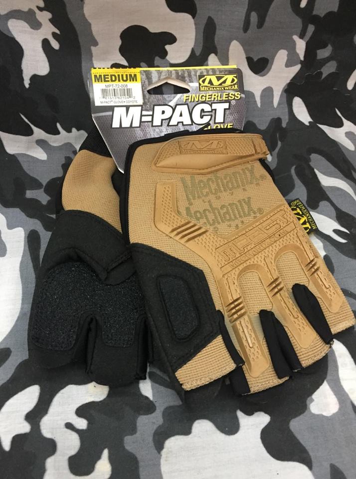 ถุงมือครึ่งนิ้ว สีทราย M MECHANIX