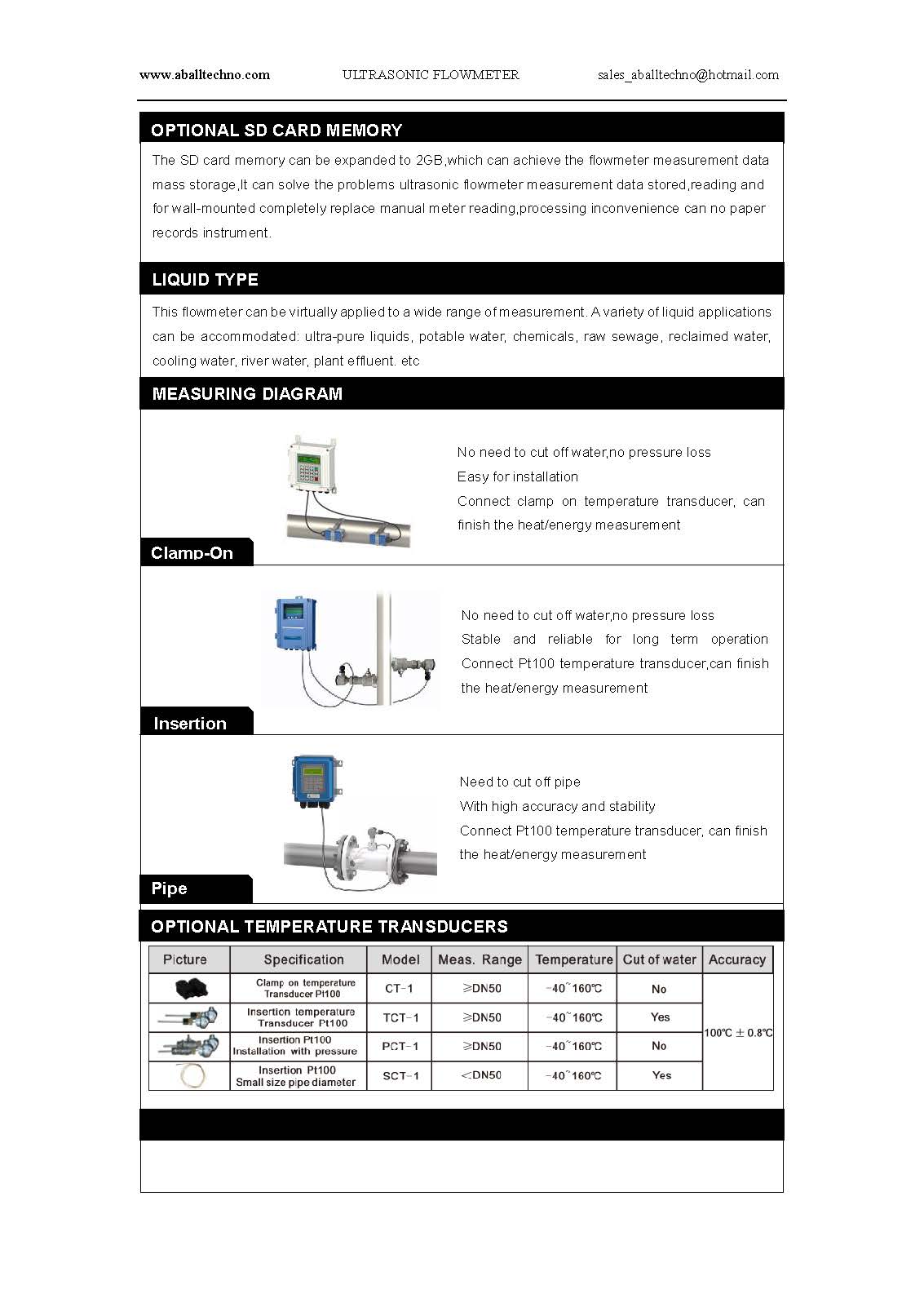 Fixed Ultrasonic Flow Meter เครื่องวัดอัตราการไหลของเหลวแบบติดผนัง รุ่น TDS-100F
