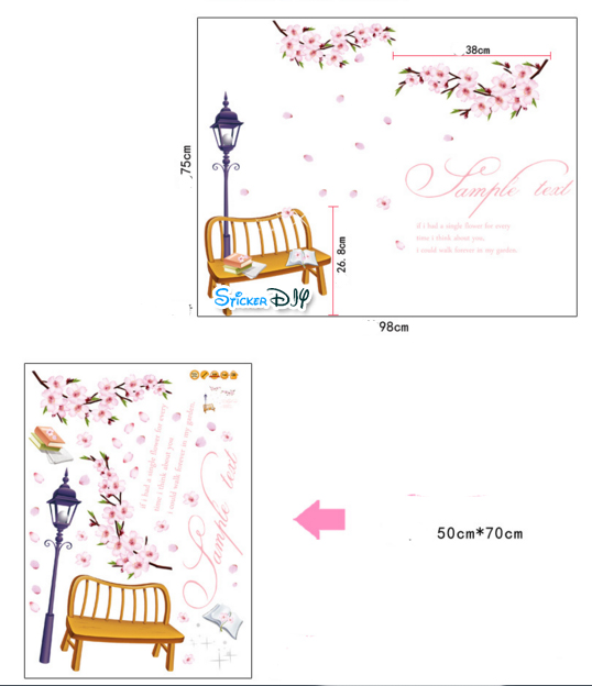 Transparent wall sticker สติ๊กเกอร์ติดผนัง Sample text (กว้าง98cm.xสูง75cm.)