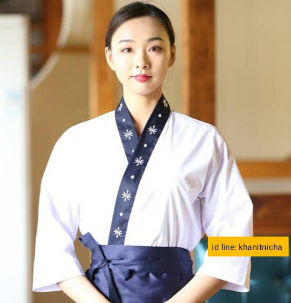 ชุดพนักงานร้านอาหารญี่ปุ่น เกาหลี ชุดพนักงานเสริฟร้านอาหารญี่ปุน สีขาว สีกรม สีแดง สีดำ