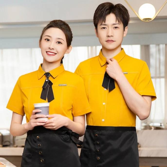 ชุดพนักงานเสริฟสีส้ม ชุดพนักงานร้านไอศครีม ชุดพนักงานร้านกาแฟ ชุดพนักงานเสริฟ