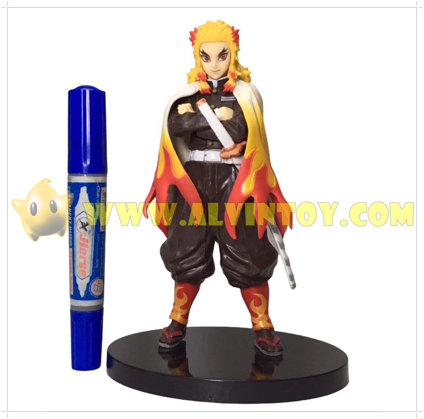 Action Figure Kimetsu no Yaiba ฟิกเกอร์ ดาบพิฆาตอสูร เร็นโกคุ เคียวจูโร่ ขนาดความสูง 16 ซม. มีฐาน งานสวย