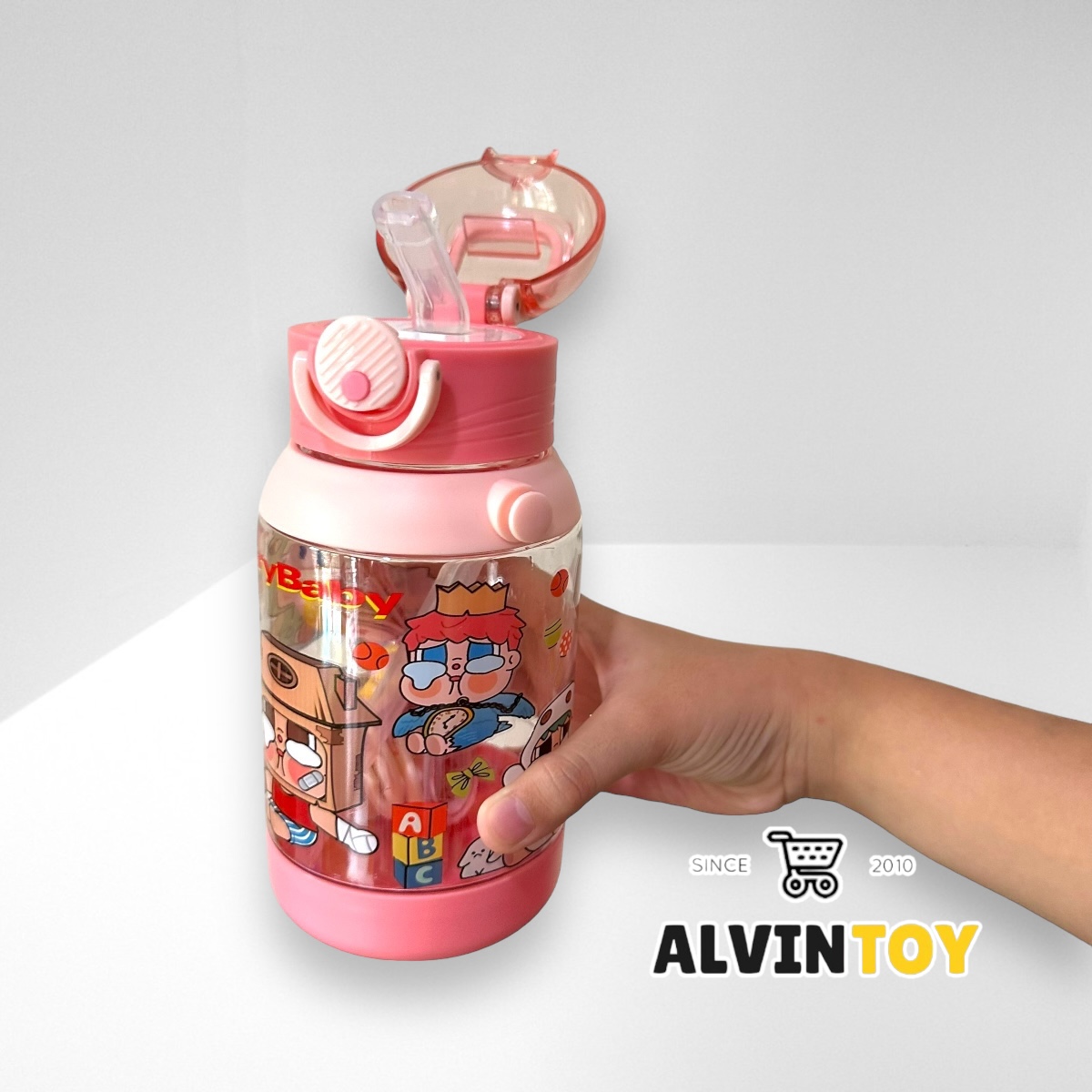 กระติกน้ำเด็ก Crybaby คายเบบี้ มีหลอดดูด 600 ml พร้อมสายสะพาย