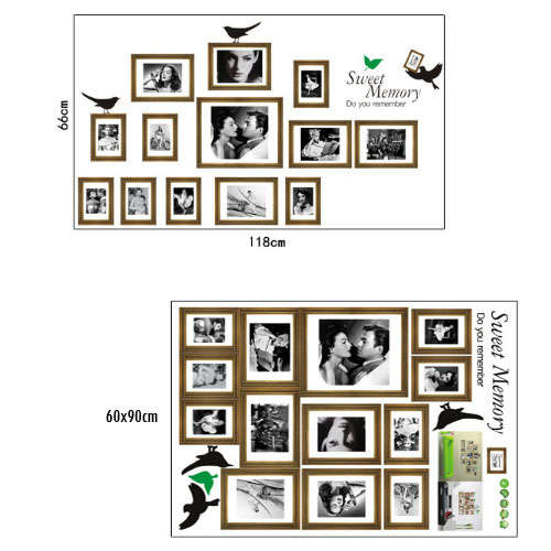 Transparent Wall Sticker สติ๊กเกอร์ติดผนัง กรอบรูป Sweet Memory สีน้ำตาลอ่อน (กว้าง118cm.xสูง66cm.)
