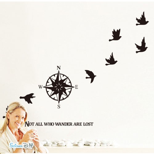 Vinyl wall sticker สติ๊กเกอร์ติดผนัง NOT ALL WHO WANDER ARE LOST (กว้าง200cm.xสูง158cm.)
