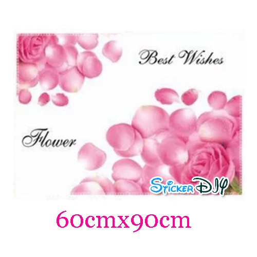 Aluminium Foil Sticker สติ๊กเกอร์อลูมิเนียม Best wishes flower (กว้าง90cm.xสูง60cm.)