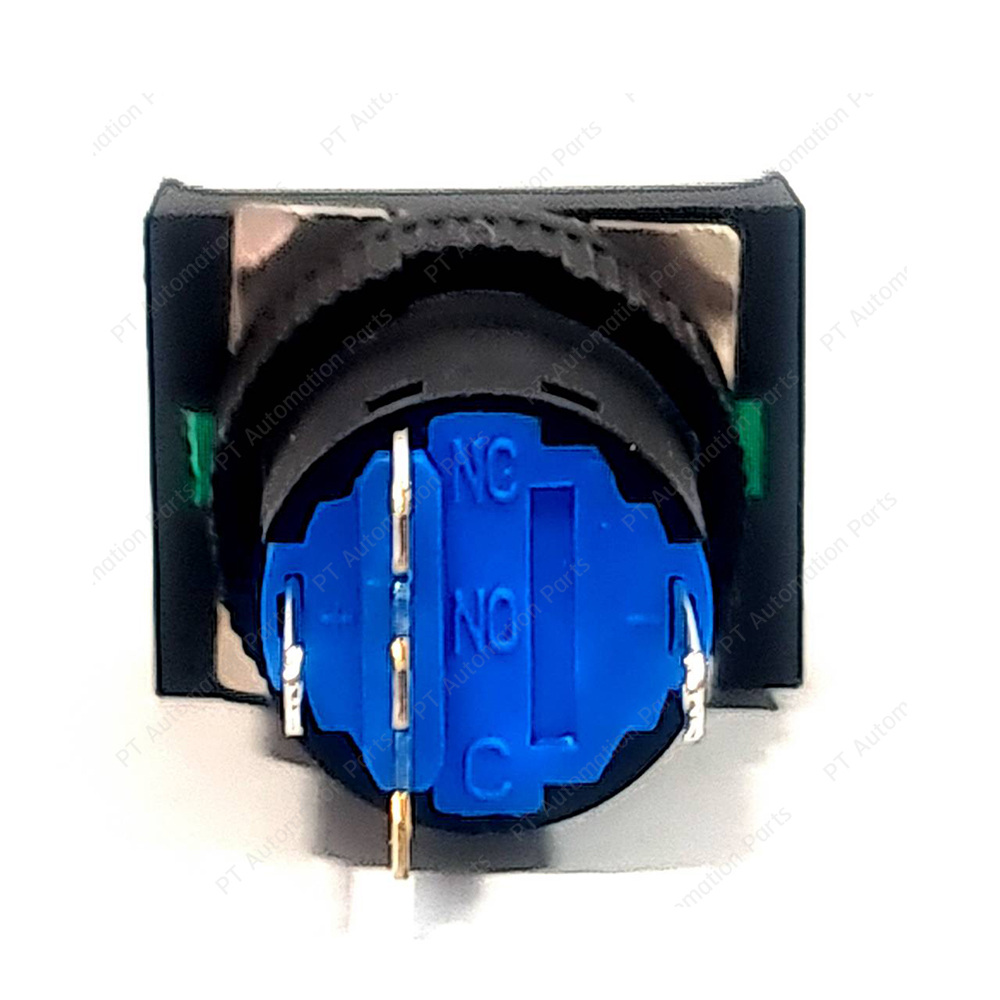 สวิตช์ปุ่มกดติดปล่อยดับ TAYB K16-231 Size ø16mm Push Button Switch Self-Reset 3ขา (5ขา มีไฟโชว์ 24VDC) กดเด้ง 1NO/1NC AC-15-220V 5A/DC-13-220V 3A ทรงสี่เหลี่ยมผืนผ้า มีให้เลือก 4แบบ สีเขียว สีแดง สีฟ้า สีเหลือง