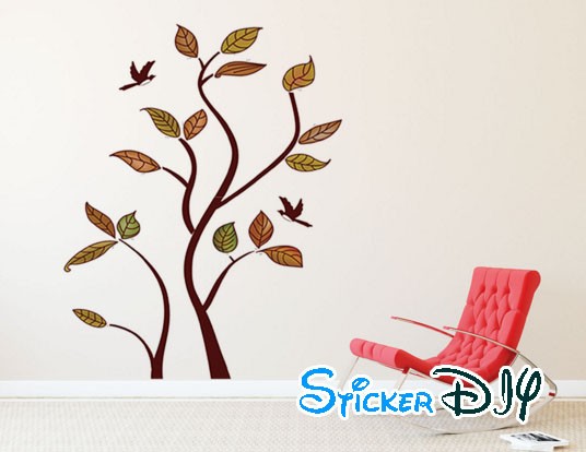 Transparent wall sticker สติ๊กเกอร์ติดผนัง ต้นไม้สีน้ำตาลทอง (กว้าง80cm.xสูง100cm.)