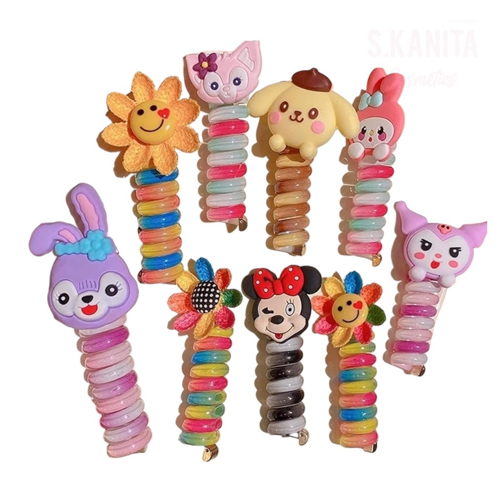 เกลียวรัดผม ยางรัดผม ยืดหยุ่น 1 คู่ คละแบบ