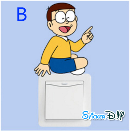 Wall sticker สติ๊กเกอร์ติดสวิตช์ไฟ Doraemon typeB (กว้าง10cmxสูง12.5cm.)