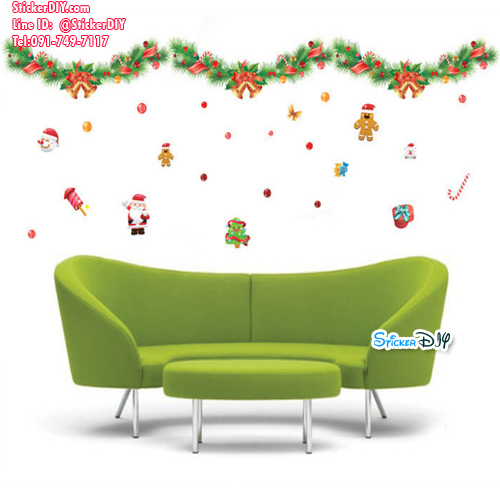 Transparent wall sticker สติ๊กเกอร์ติดผนัง Merry Christmas XY8136 (กว้าง200cm.xสูง65cm.)
