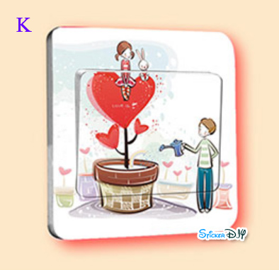 Transparent Wall Sticker สติ๊กเกอร์ติดสวิตช์ไฟ "Couple" K (กว้าง8.7cm.xสูง8.7cm.)