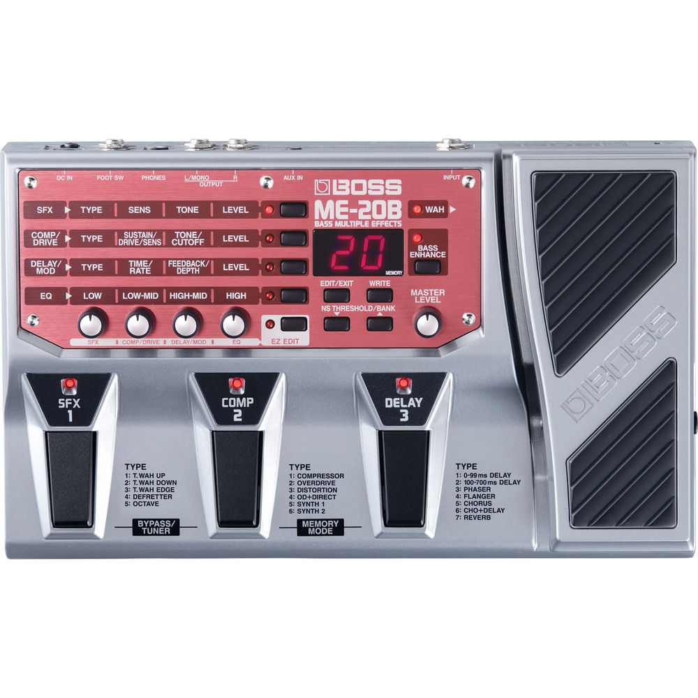 Boss ME20B เบสมัลติเอ็ฟเฟ็กต์ รวมแอมป์และเอ็ฟเฟ็กต์ชื่อดังไว้มากมาย, เซฟปรีเซ็ตเองได้, ใส่ถ่านได้, รับประกัน 1 ปี