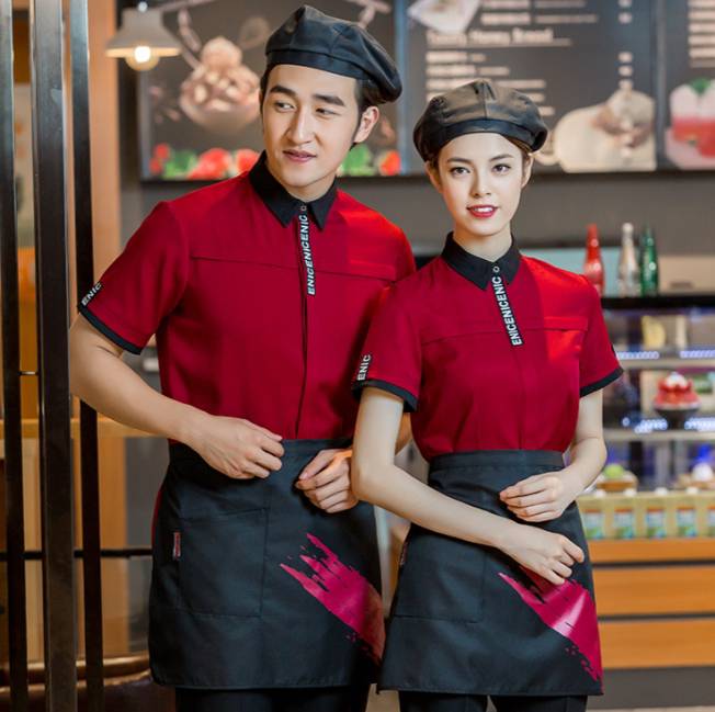 ชุดพนักงานเสริฟร้านอาหาร ร้านกาแฟ ชุดพนักงานต้อนรับโรงแรม
