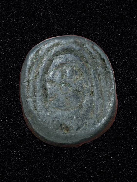 เสือหลวงพ่อปาน วัดมงคลโคธาวาส ( วัดบางเหี้ ย ) คลองด่าน จ.สมุทรปราการ ปี2517 รุ่นฝังลูกนิมิต เนื้อตะกั่ว ชุบทองแดง