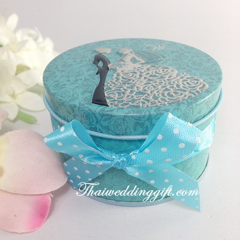 กล่องกระดาษกลมใส่ของ คละสี ผูกโบว์พร้อมป้ายช่ื่อ