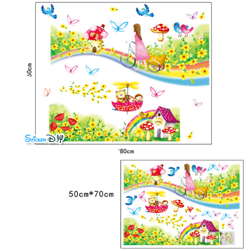 Transparent Wall sticker สติ๊กเกอร์ติดผนัง สาวน้อยดินแดนมหัศจรรย์ (กว้าง80cm.xสูง60cm.)