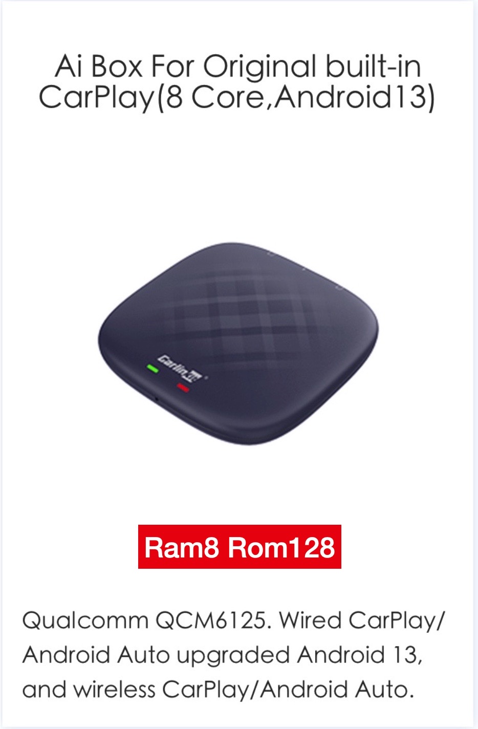 ของแท้ ส่งจาก กทม ประกันไทย รุ่นท้อปสุด แรงสุด T-Box Plus- Carlinkit Android CPU8core Ram8 Rom128 AI Box