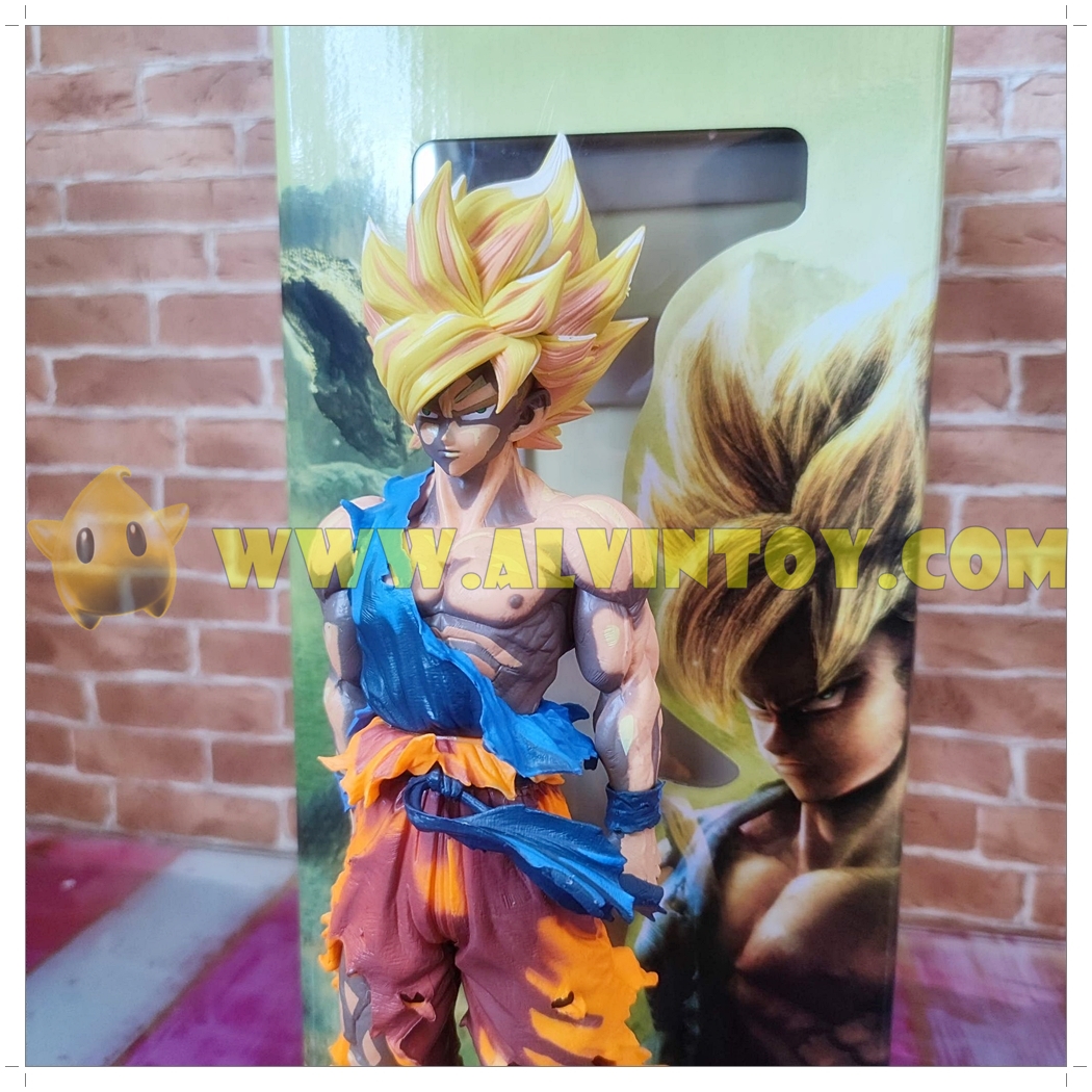 Figure Goku - โกคู ซุปเปอร์ไซย่า สีมังงะ ตัวใหญ่ ขนาดความสูง 34 cm. พร้อมกล่อง