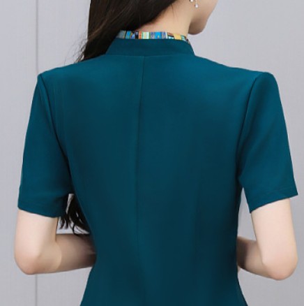 ชุดนวดสปา ชุดเสริมสวย ชุดพนักงานซาวน่า ต้อนรับ สีเขียวอมฟ้า S-5XL