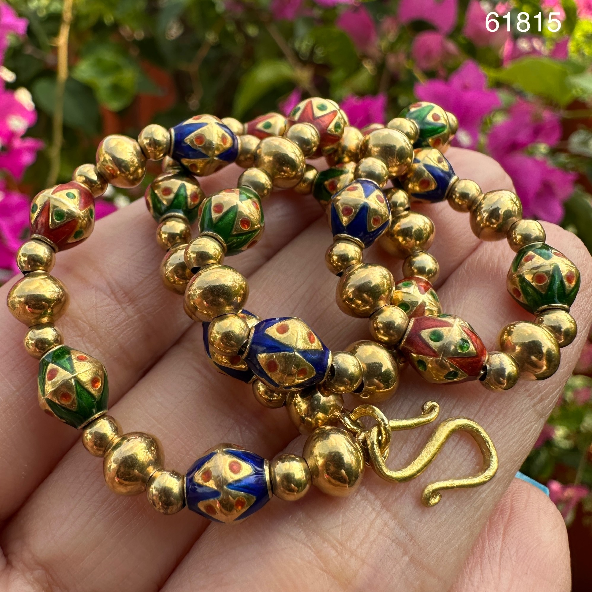 รหัส 61815 สร้อยข้อมือ เม็ดประคำ ทองลงยา ทอง90 งานสวย น่าสะสม นน. 16.79 g