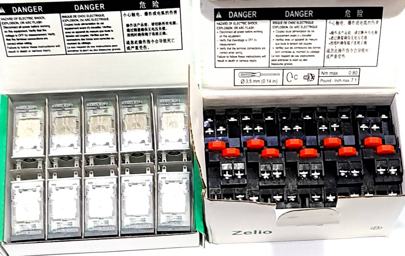 (แพ็ค/10ชุด) รีเลย์พร้อมซ็อกเก็ต ชไนเดอร์ Schneider Electric RXM2LB2P7 RXZE1M2C 230VAC 5A 2คอนแทค 8 ขา มีไฟแสดงสถานะ LED